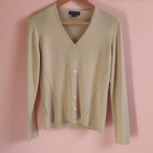 Ann Taylor Women's Size M Sweater Top botton Tan